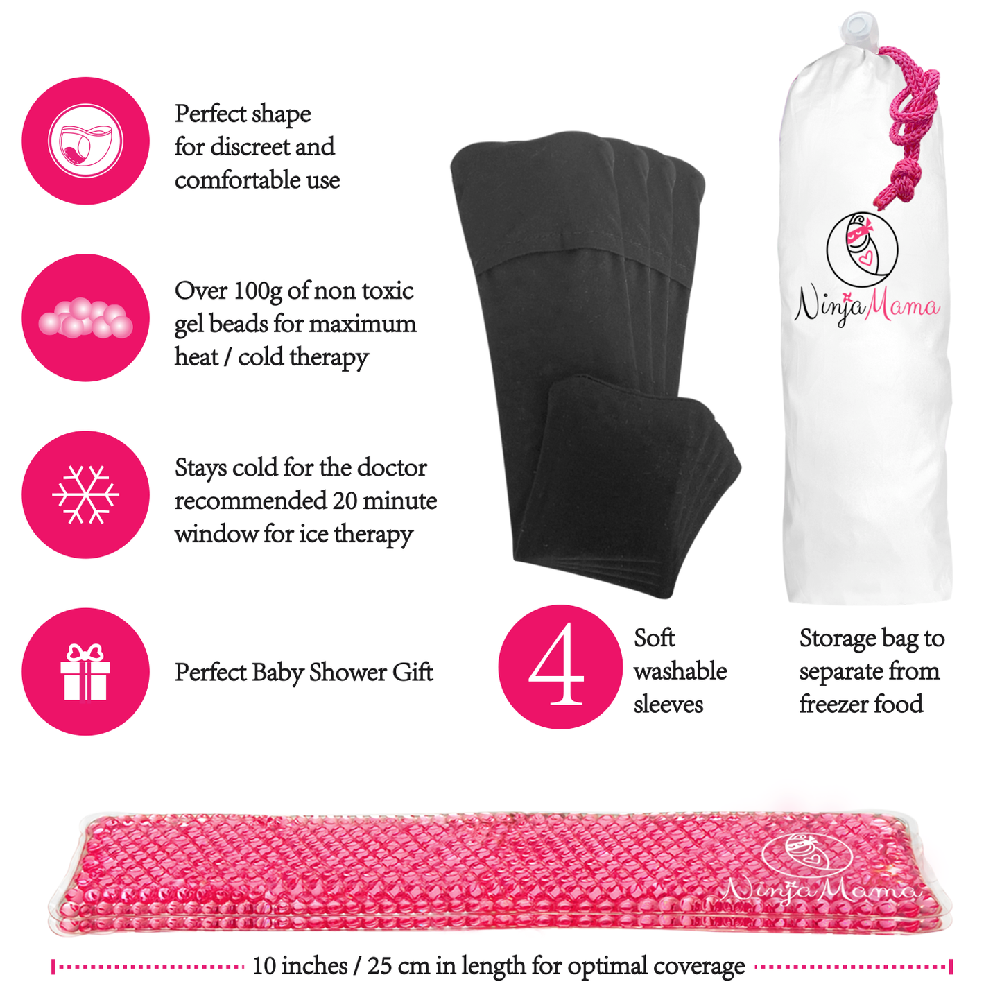 <img src="ninja_mama_perineal_therapy_packs.jpg" alt="Ninja Mama Reusable Perineal Ice and Heat Therapy Packs">