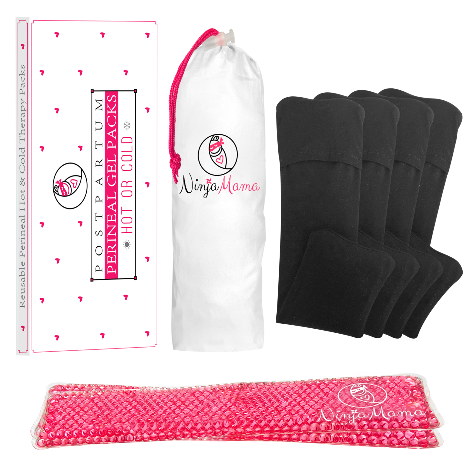 <img src="ninja_mama_perineal_therapy_packs.jpg" alt="Ninja Mama Reusable Perineal Ice and Heat Therapy Packs">